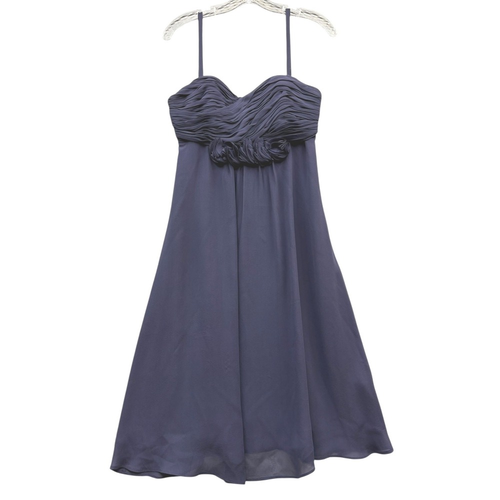 Boden Purple Silk Mini Dress Spaghetti Strap Sweetheart Ruched Bodice Elegant‎ 8